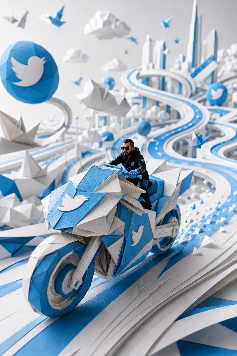 Product Marketing - Twitter Papercraft Motorcycle City — output 1
