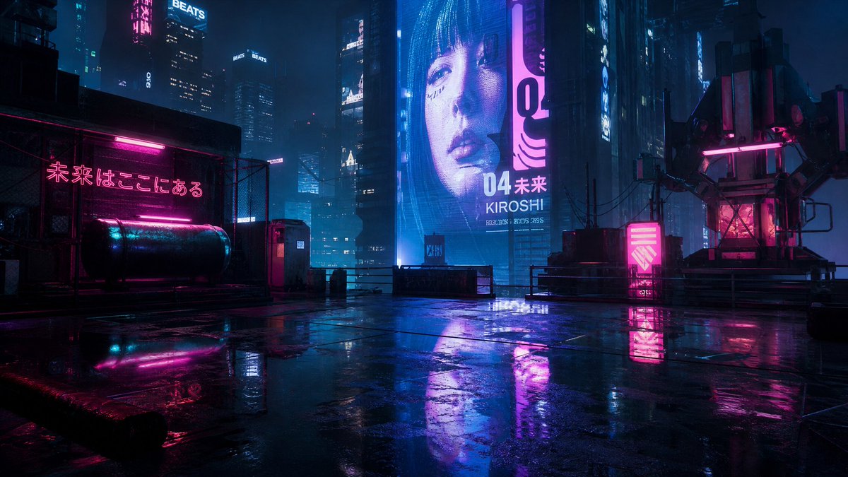Comic / Storyboard - Rainy Cyberpunk Rooftop City — output 1