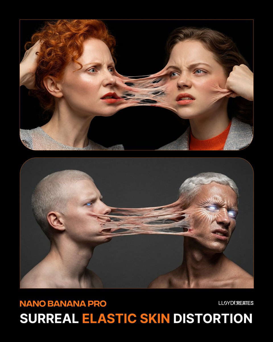 Social Media Post - Surreal Elastic Skin Distortion Portrait — output 1