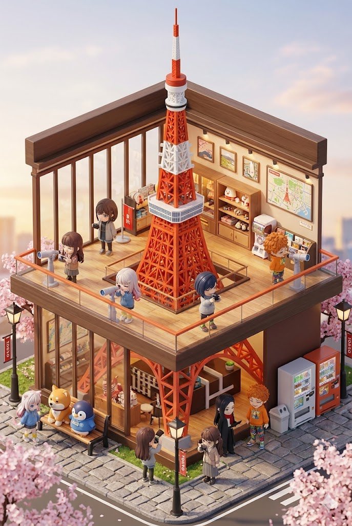 3D chibi miniature travel spot concept prompt — output 1