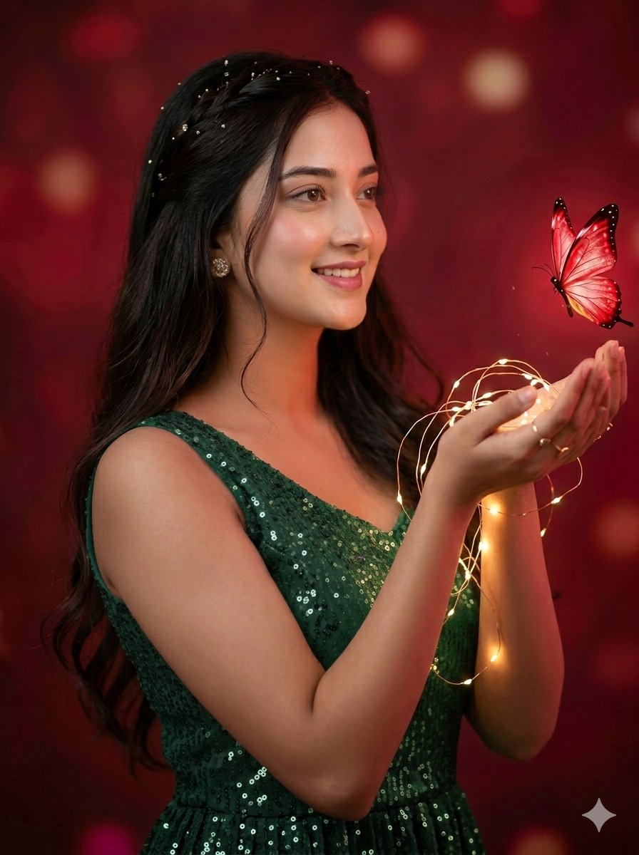 Profile / Avatar - Dreamy nocturnal portrait with fairy lights — output 1