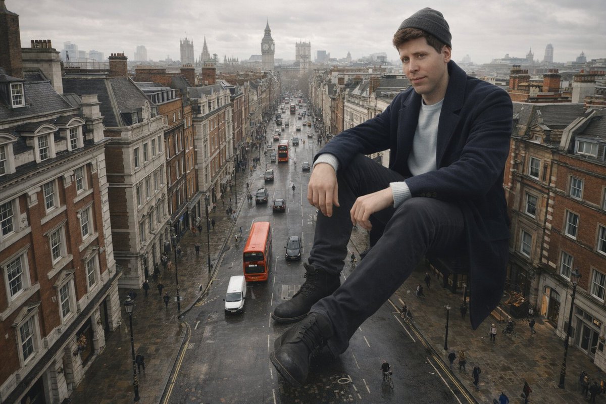 Colossal Man Seated in London Street Prompt — output 1