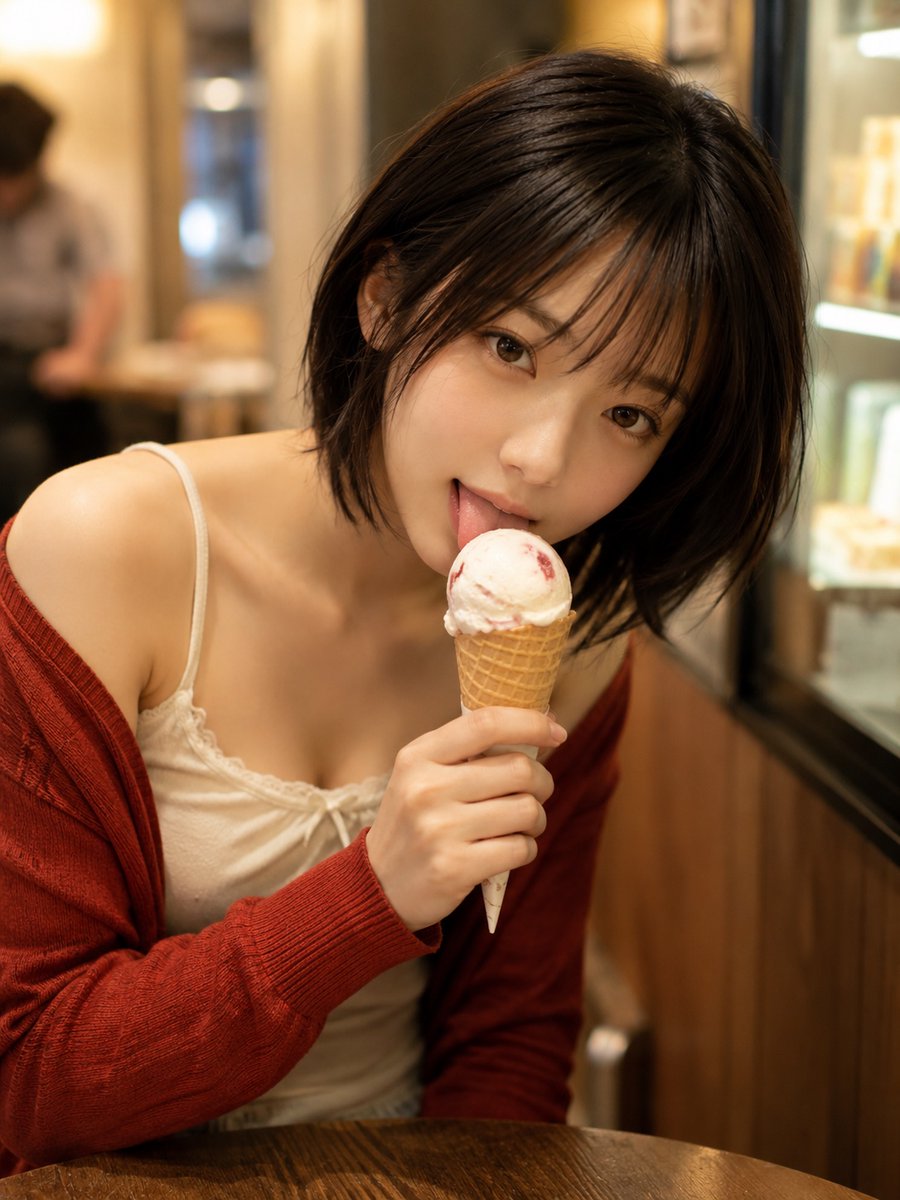 Social Media Post - Strawberry Ice Cream Portrait — output 1