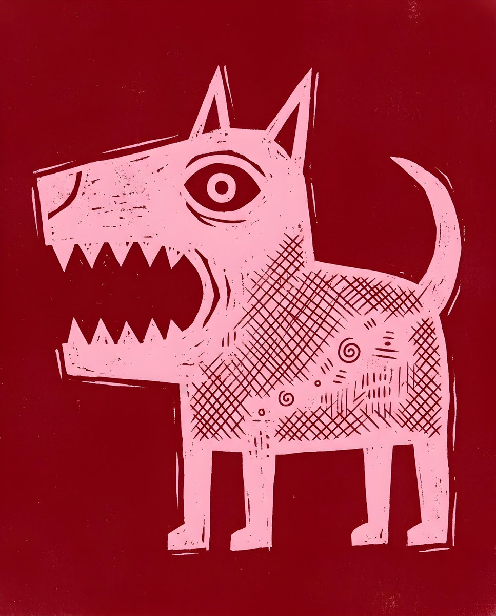 Social Media Post - Primitive Stencil Dog Illustration — output 1
