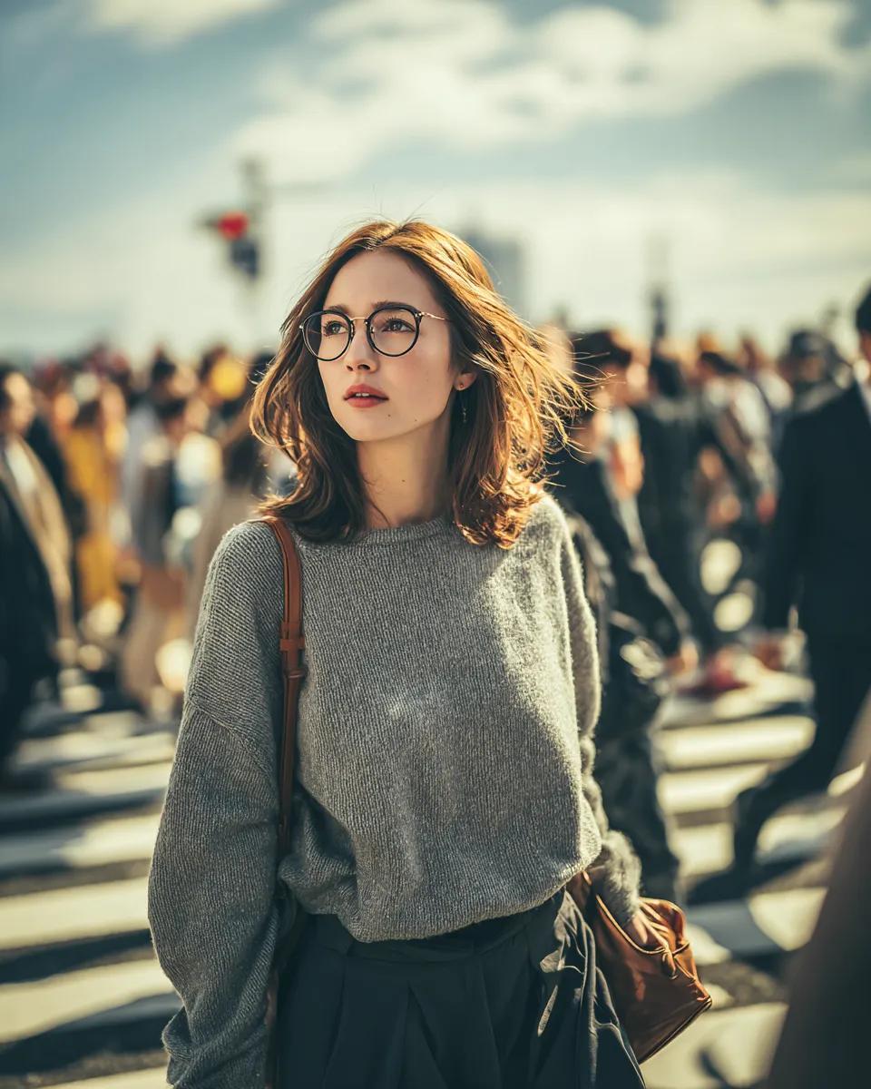 Cinematic Golden Hour Portrait in a City Crosswalk — output 1