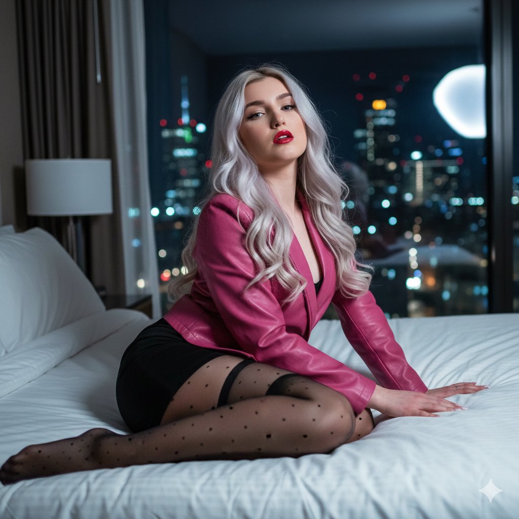 Seductive Night Portrait with City Skyline — output 1