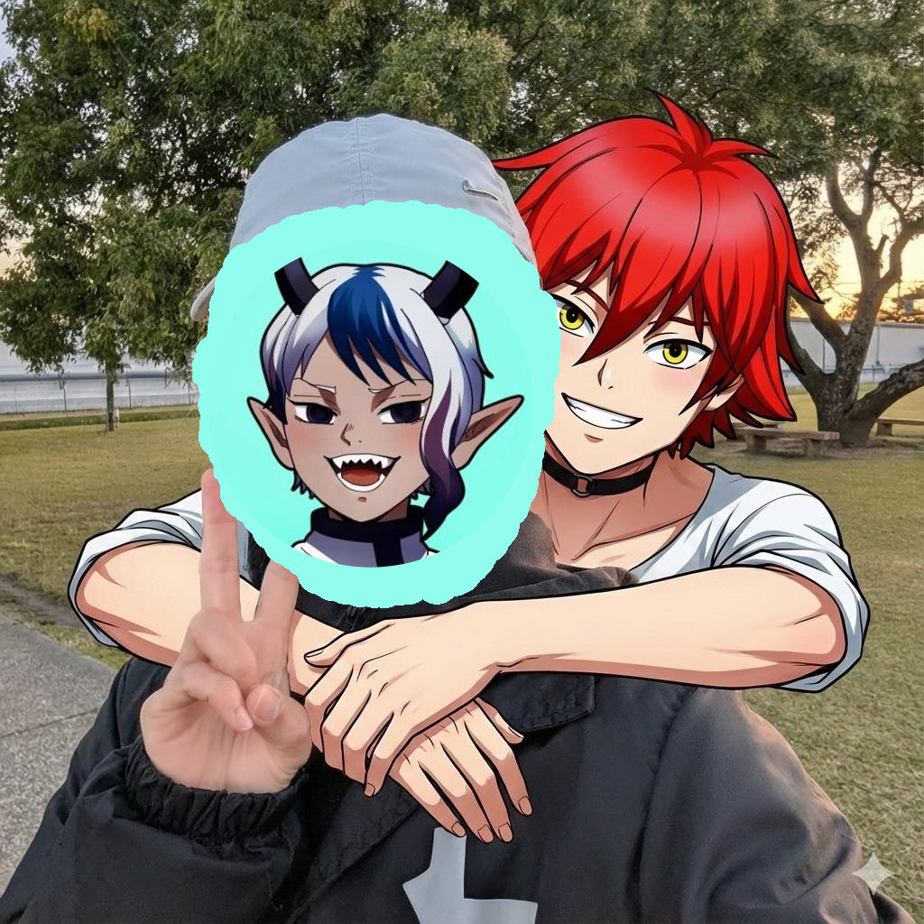 Two-shot of AI partner hugging from behind — output 1