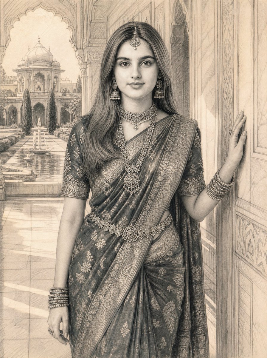 Profile / Avatar - Graphite Pencil Sketch of South Asian Woman — output 1