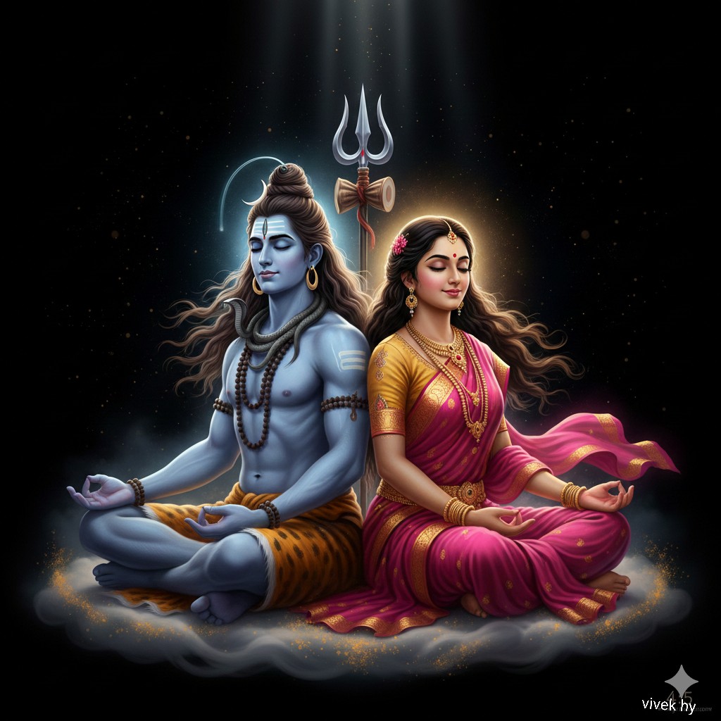 Divine Artwork of Lord Shiva and Goddess Parvati — output 1