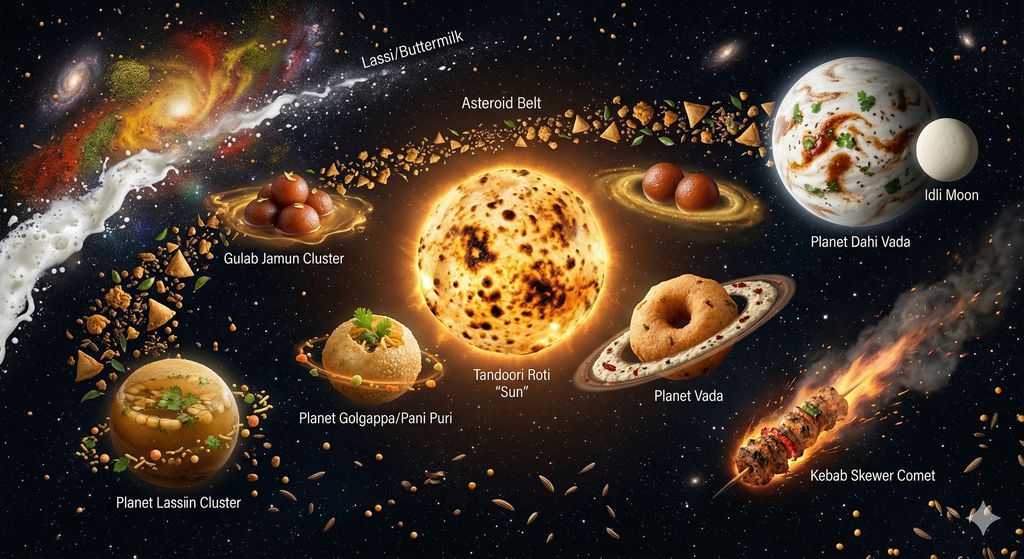 Infographic / Edu Visual - The Food Galaxy: Cosmic Indian Street Food Solar System — output 1