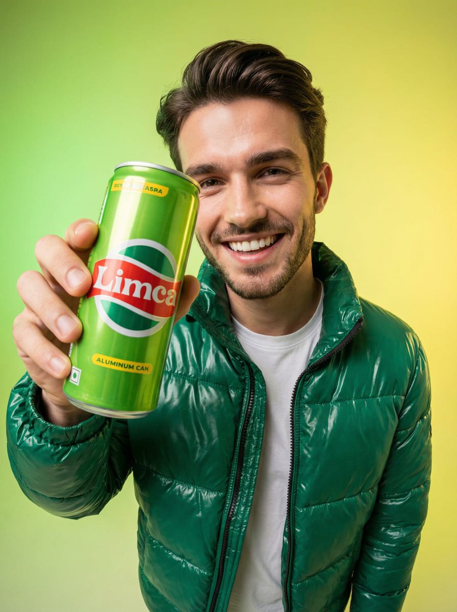 Fisheye Studio Portrait with Branded Drink Can — output 1