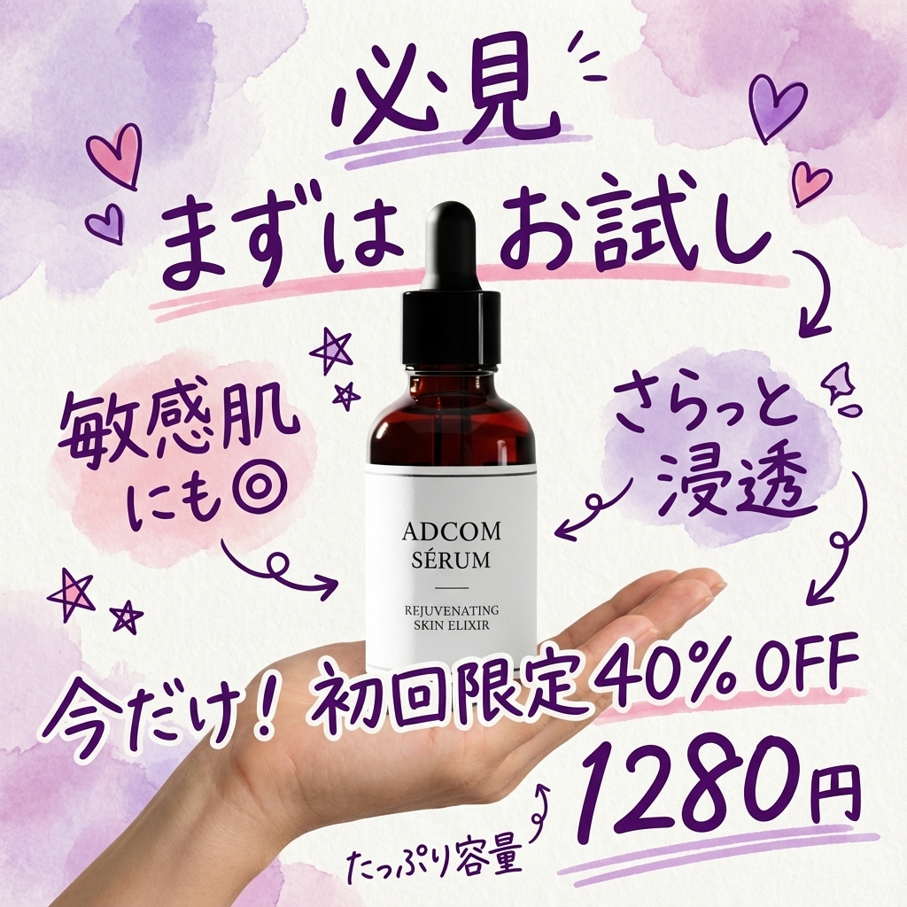 Instagram-style Japanese handwritten cosmetic ad — output 1