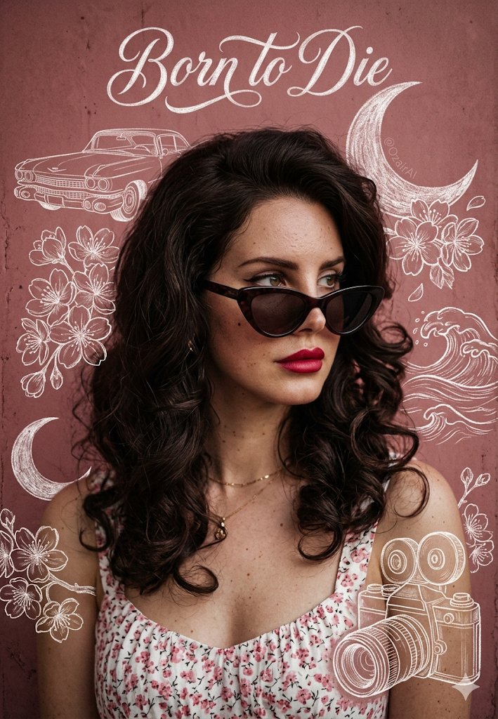 Social Media Post - Vintage Born To Die Portrait with Chalk Doodles — output 1