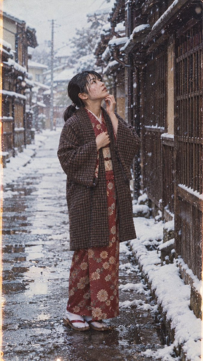 Profile / Avatar - Woman in Kimono Walking in Snow