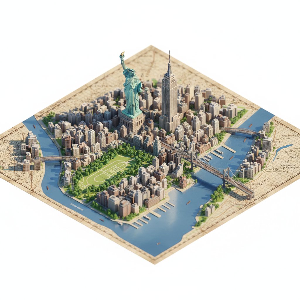 Infographic / Edu Visual - Photorealistic Diorama Isometric Map Prompt — output 1