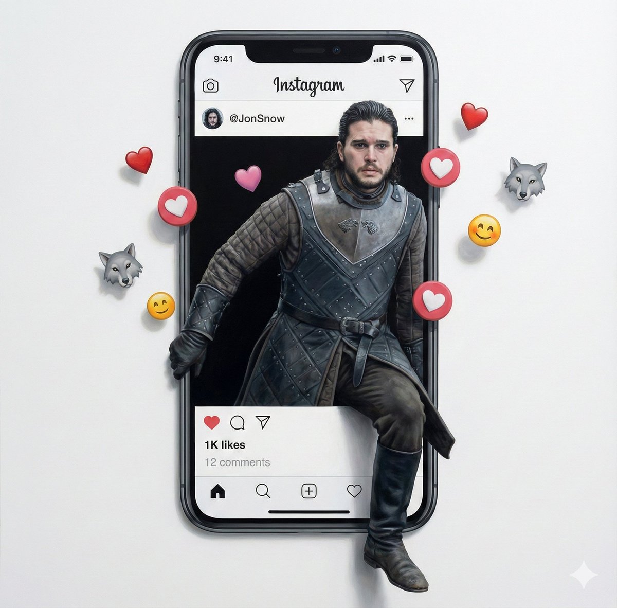 Trompe l’oeil social media screen prompt — output 1