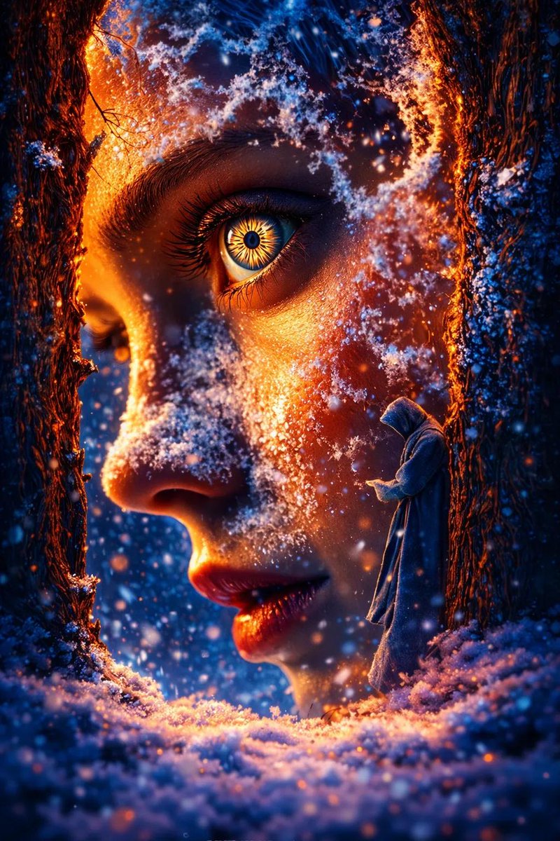 Surreal Fantasy Portrait Prompt (Fire and Ice) — output 1