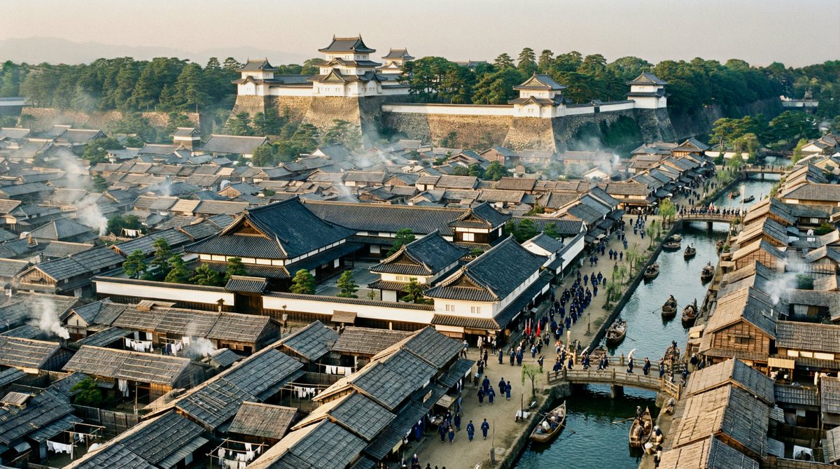 Edo-period castle town scene — output 1