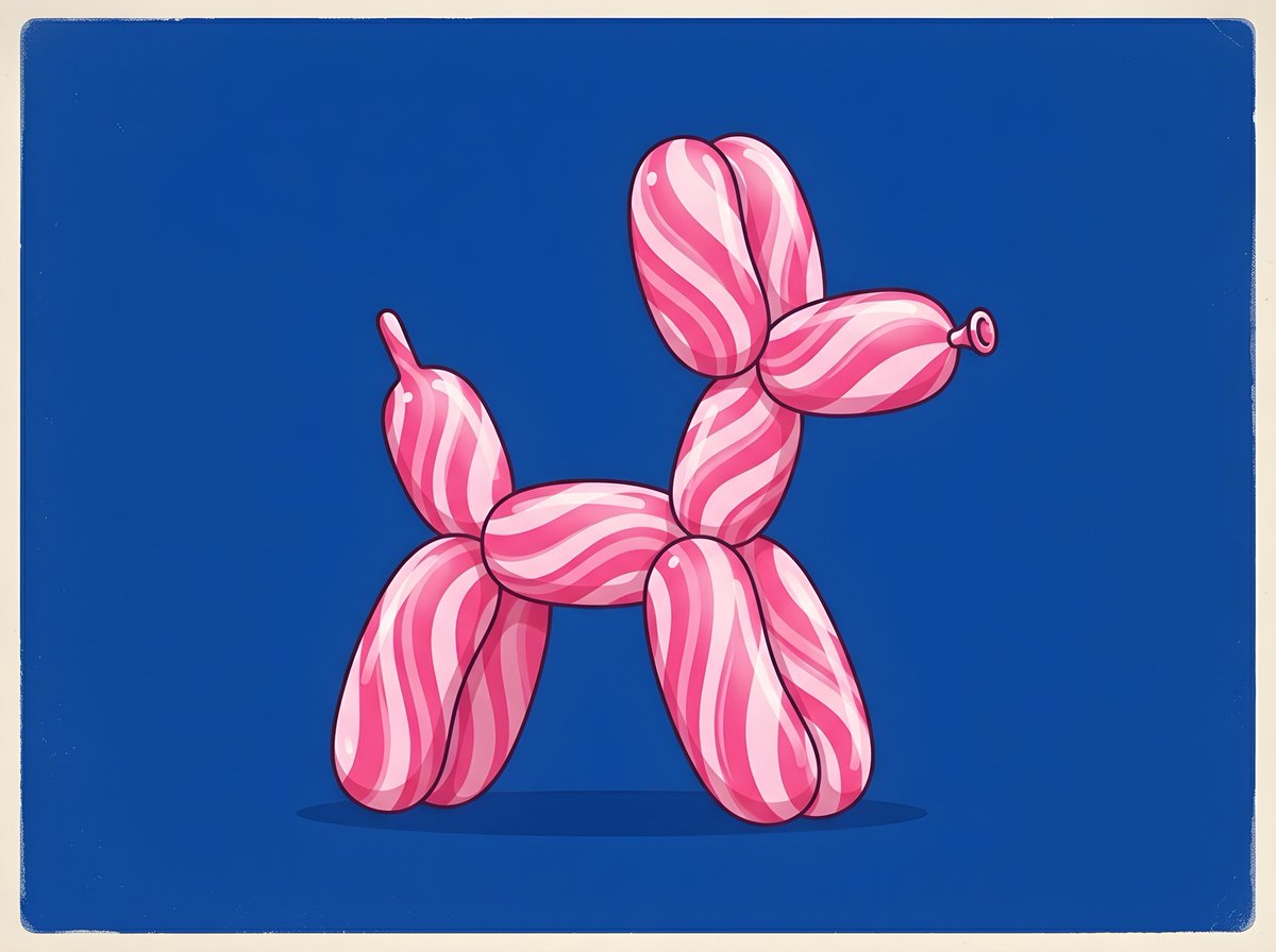 Retro Minimalist Balloon Dog Illustration — output 1
