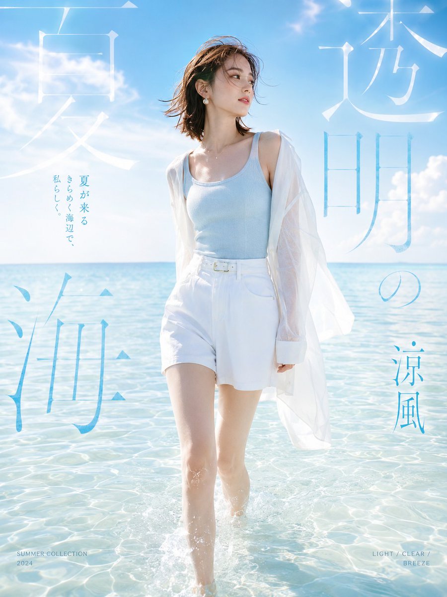 Social Media Post - Japanese Summer Seaside Fashion Poster — output 1