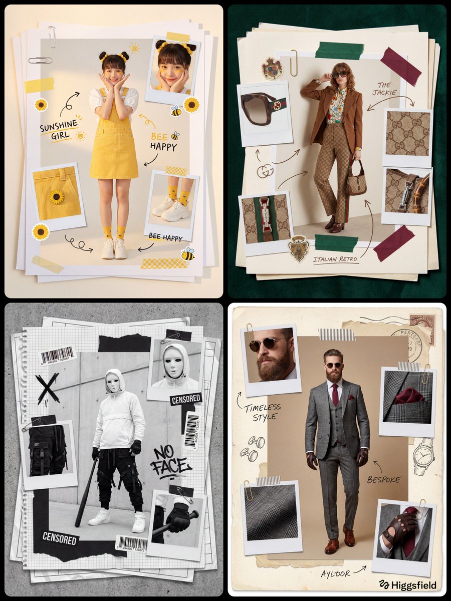 Social Media Post - Fashion Scrapbook Page Layout Prompt Template — output 1