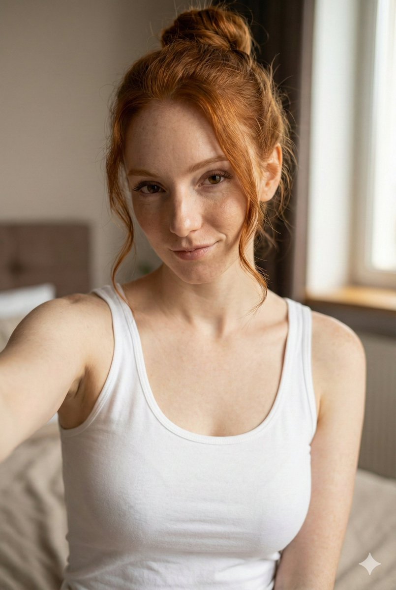 Profile / Avatar - JSON Prompt for Flirty Morning Selfie Portrait — output 1
