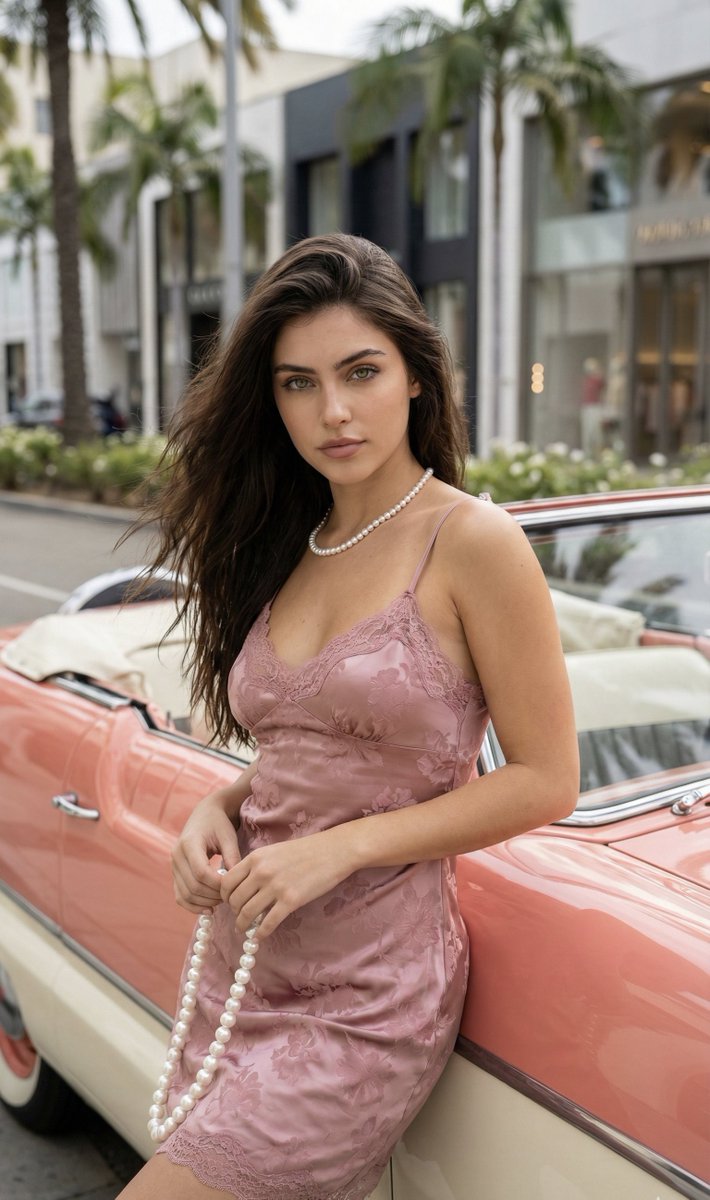 Social Media Post - Photorealistic Fashion Portrait Prompt with Vintage Car — output 1