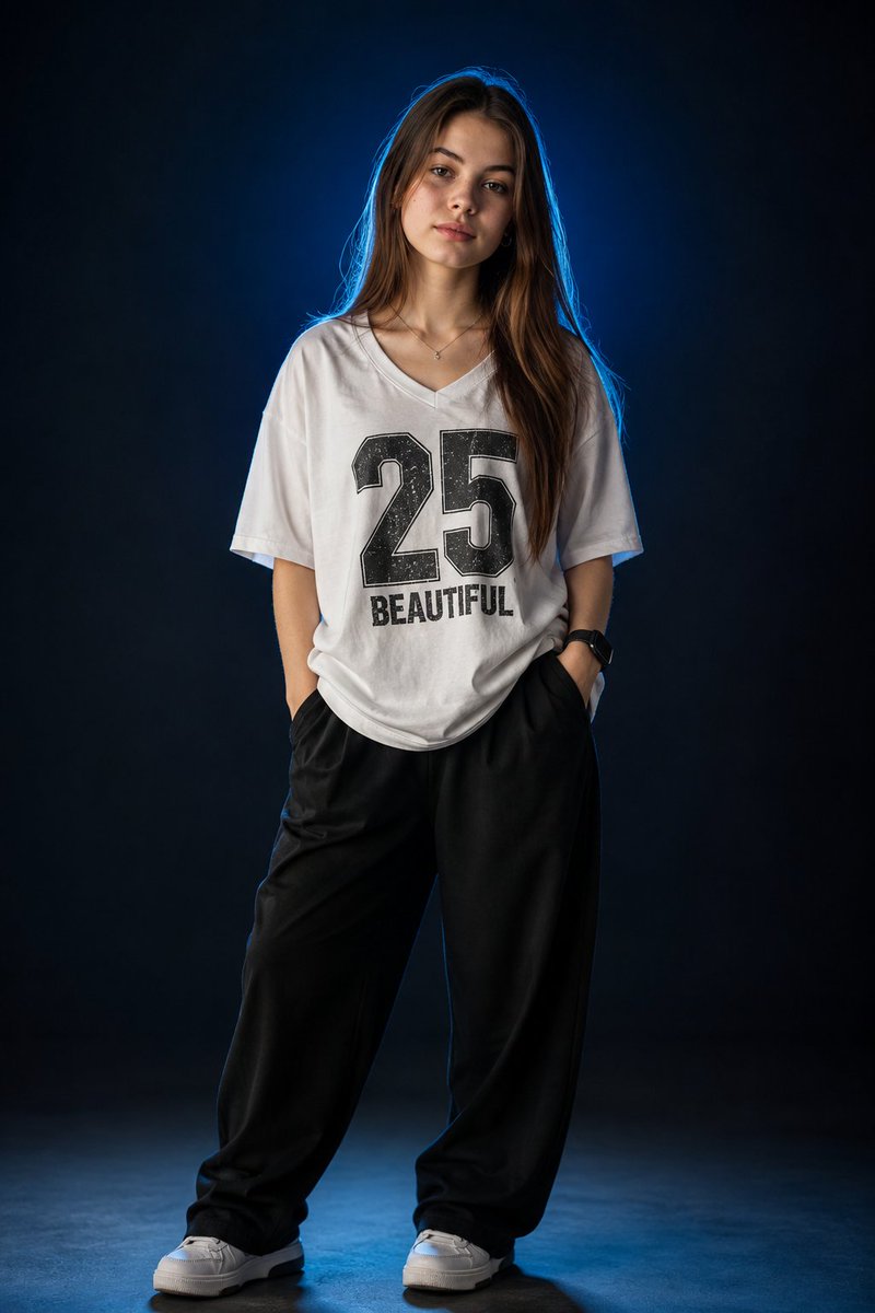 Product Marketing - Fashion Studio Portrait with Blue Rim Lighting — output 1
