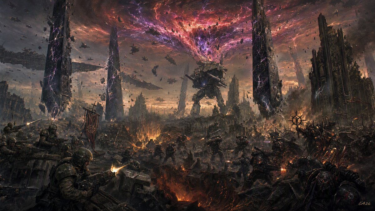 Social Media Post - Warhammer 40k Fall of Cadia Scene — output 1