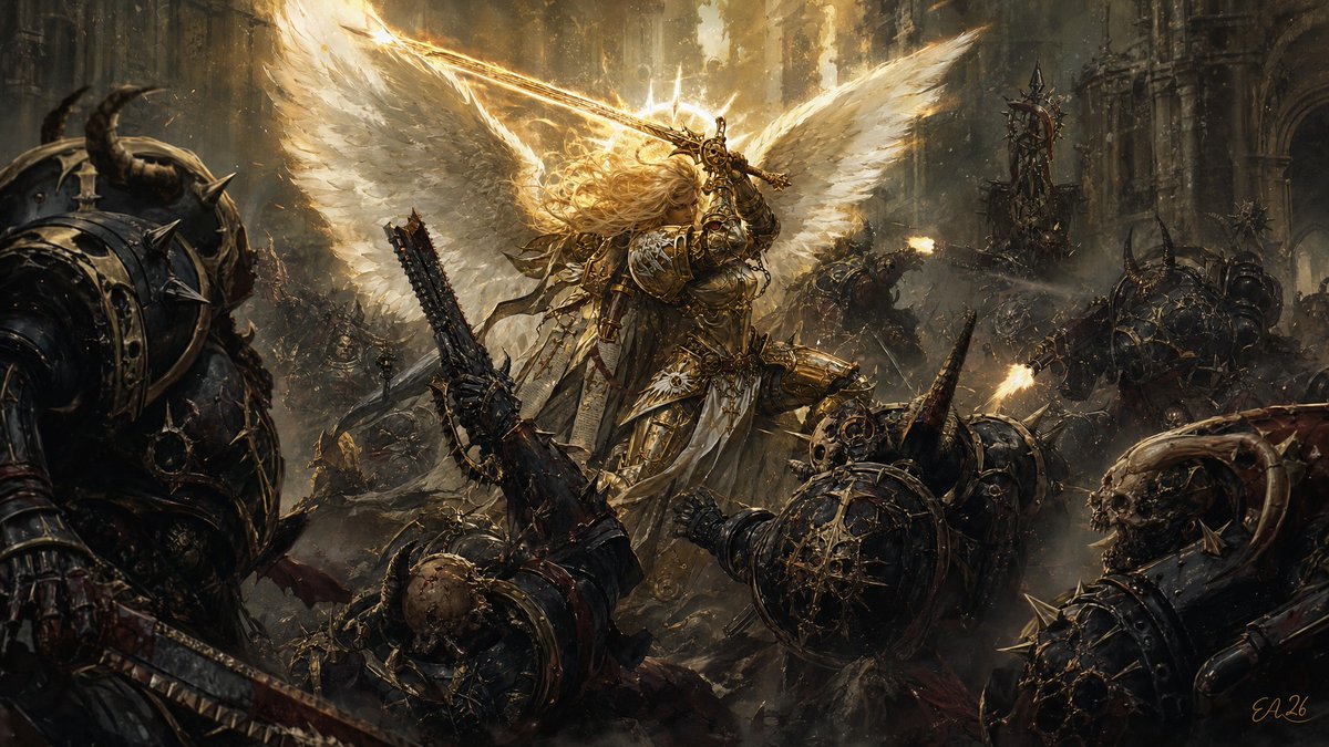 Social Media Post - Saint Celestine Warhammer Scene — output 1