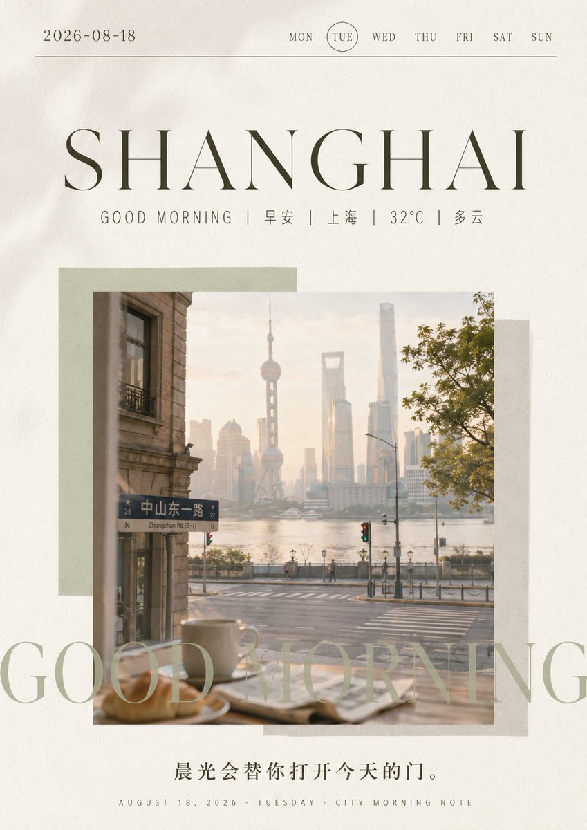 Social Media Post - Shanghai Morning Calendar Poster — output 1