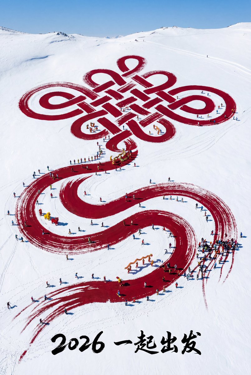 Social Media Post - Chinese Knot Land Art Aerial Photography Prompt — output 1