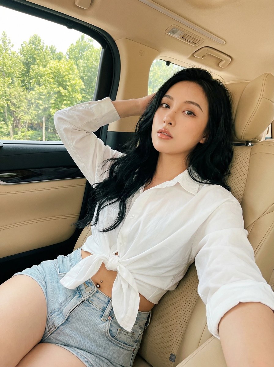 Natural Instagram-style car selfie prompt — output 1