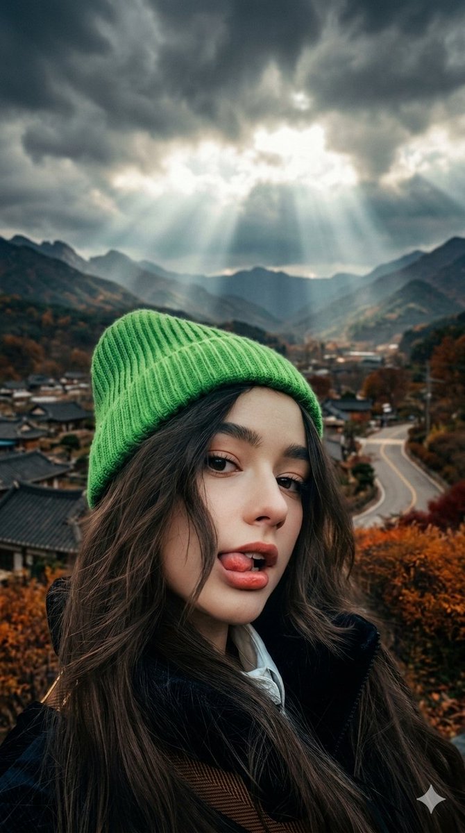 YouTube Thumbnail - Cinematic Close-up of Woman with Neon Beanie — output 1