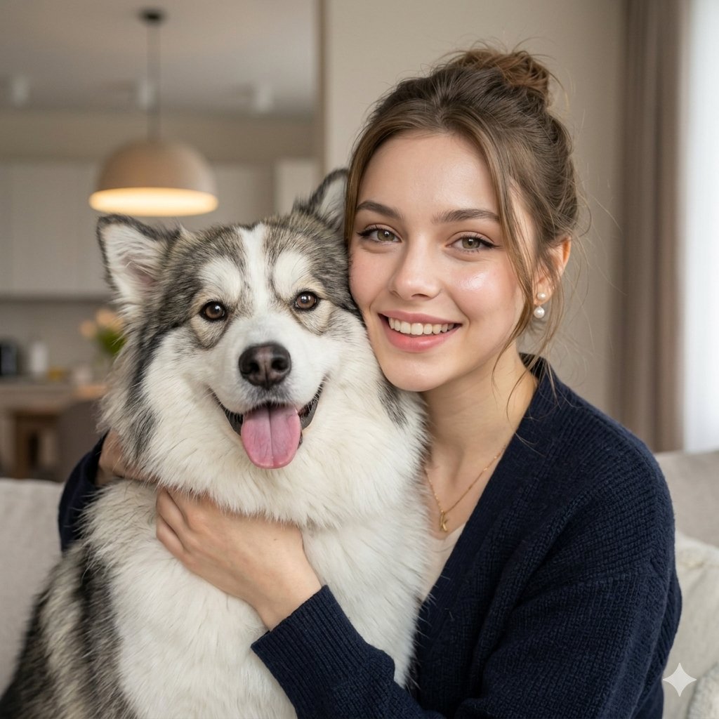 Profile / Avatar - Candid Indoor Portrait with Pet — output 1
