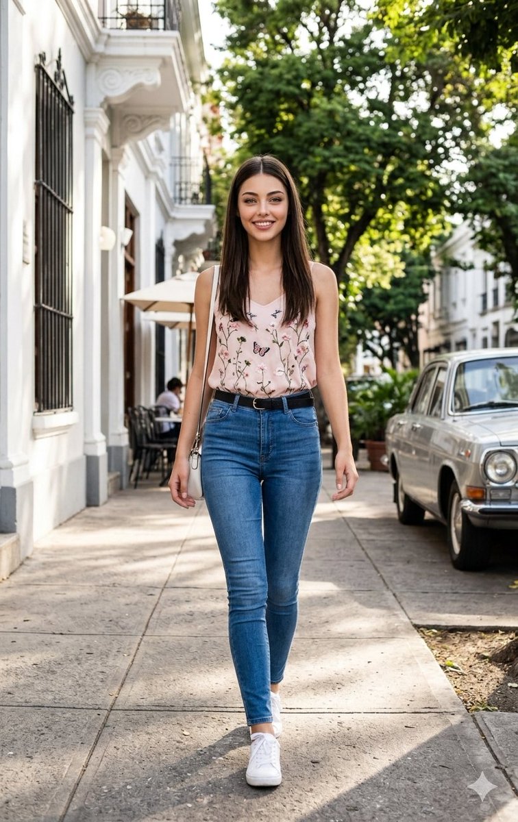 Profile / Avatar - Woman Walking on City Sidewalk — output 1
