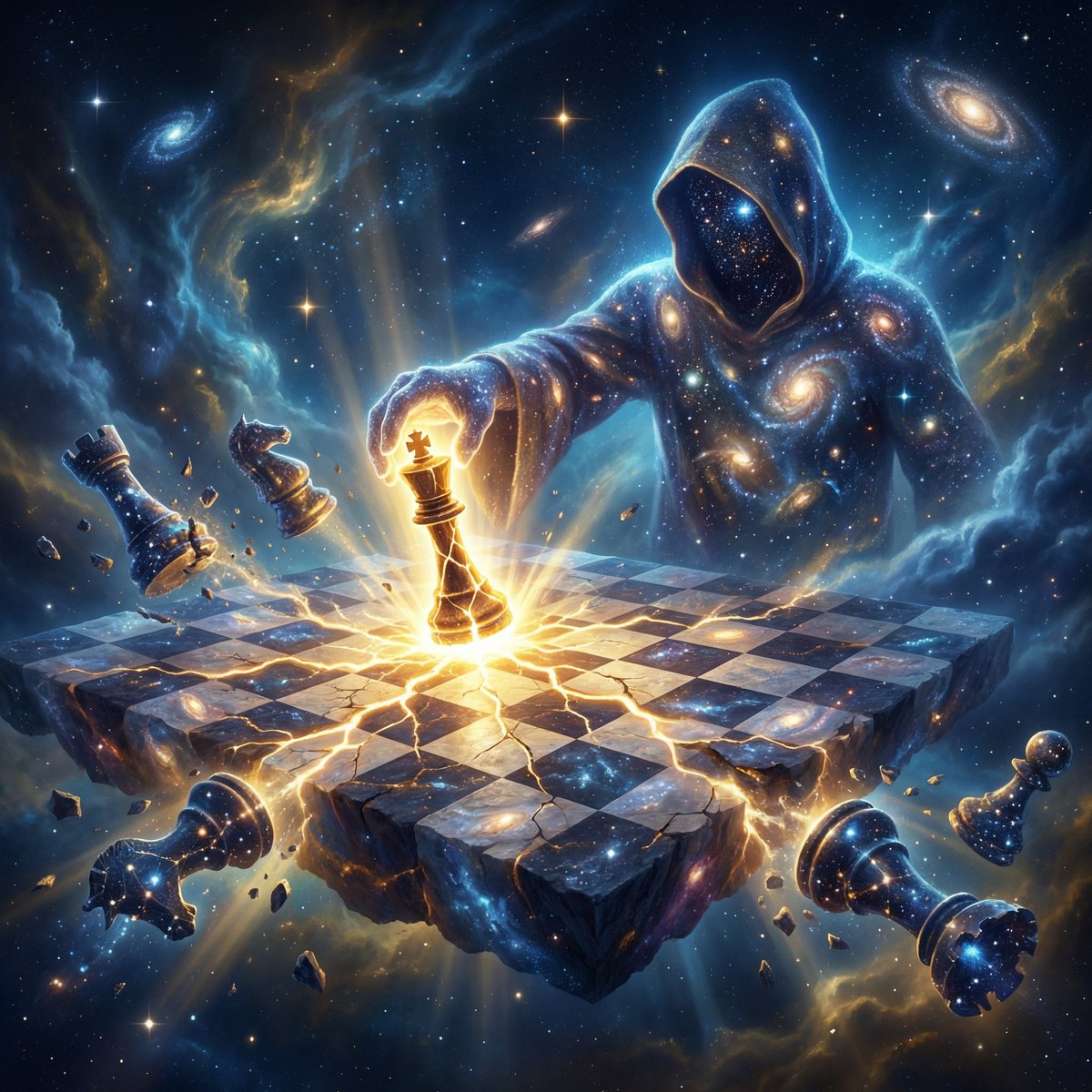 YouTube Thumbnail - Cosmic Chessboard Checkmate Scene — output 1