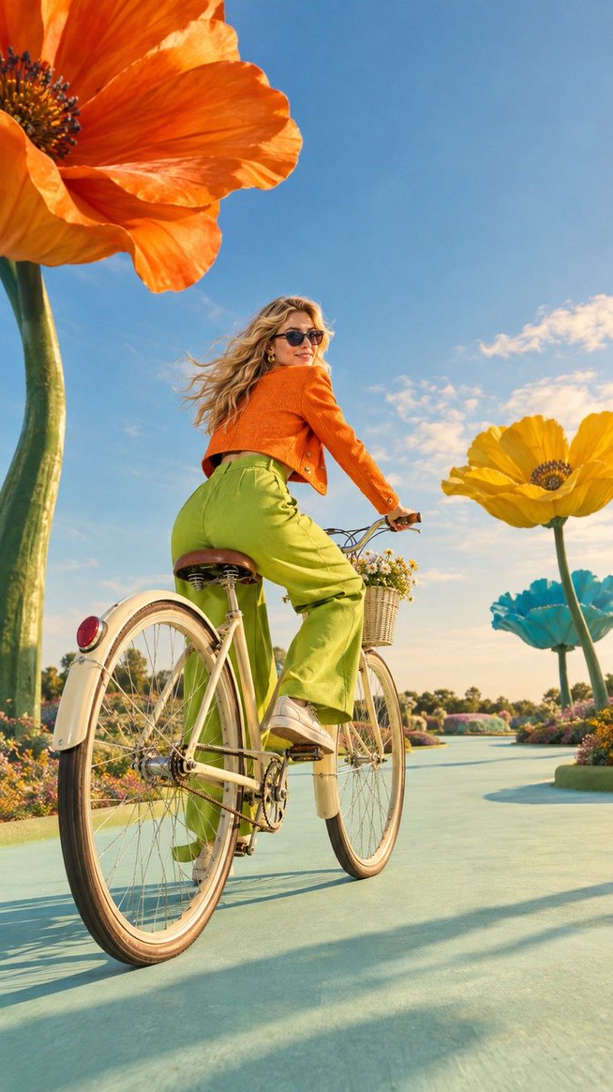 Product Marketing - Surreal fashion bicycle garden — output 1