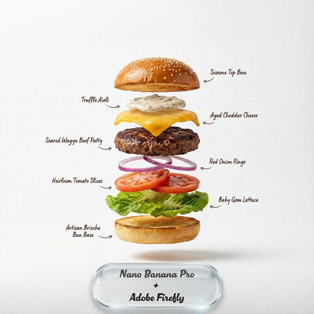 Exploding food photography prompt for Nano Banana Pro — output 1