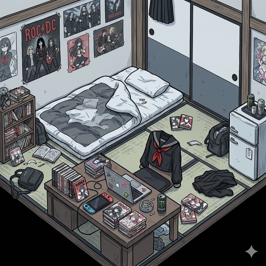 Game Asset - Generating an Isometric Room Illustration Based on a Character Concept — output 1