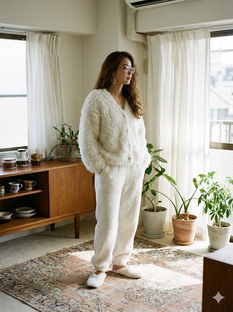 Social Media Post - Cozy Retro Loungewear with Shaggy Faux Fur — output 1