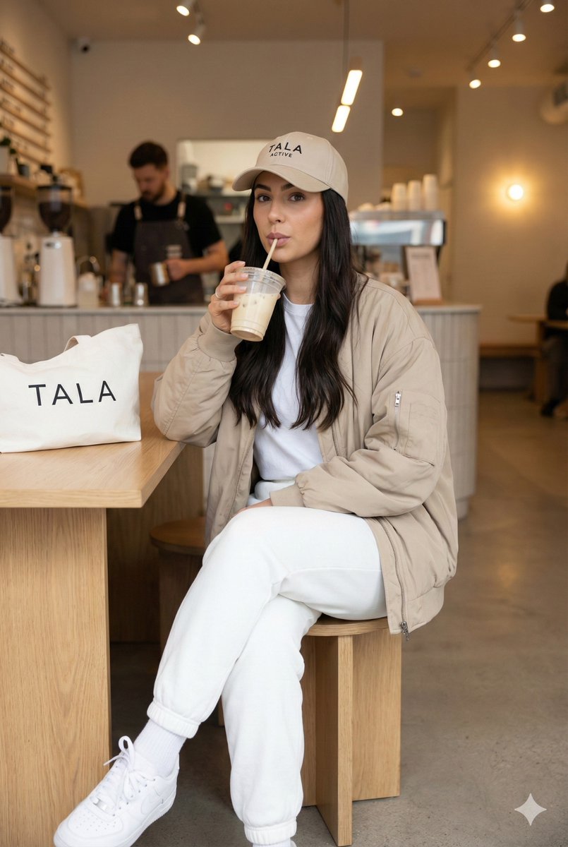 Product Marketing - Athleisure Lifestyle Cafe Portrait Prompt — output 1
