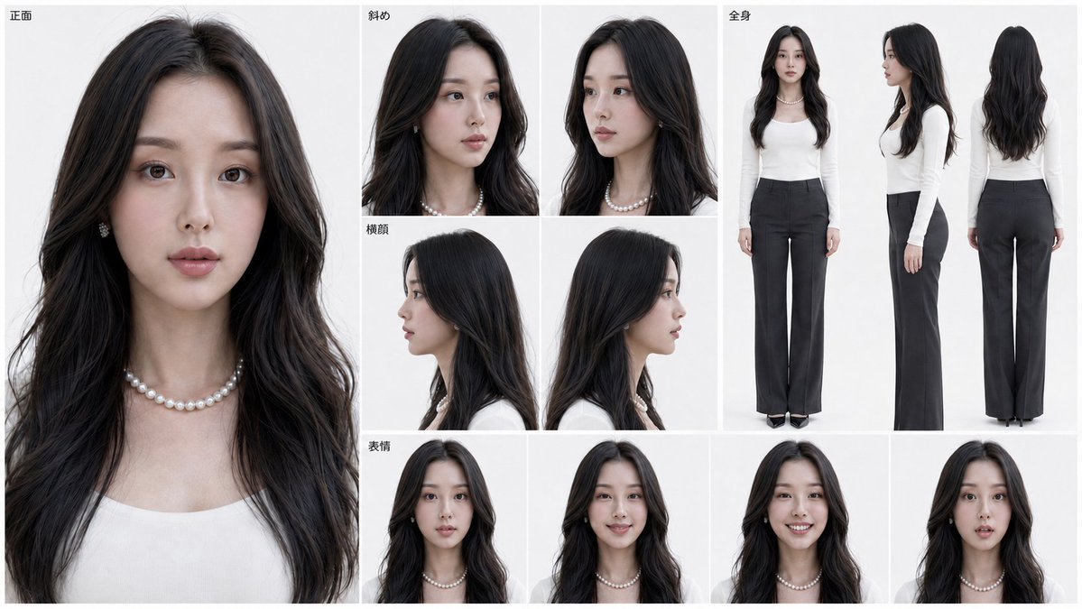 Product Marketing - Photorealistic Female Character Sheet — output 1