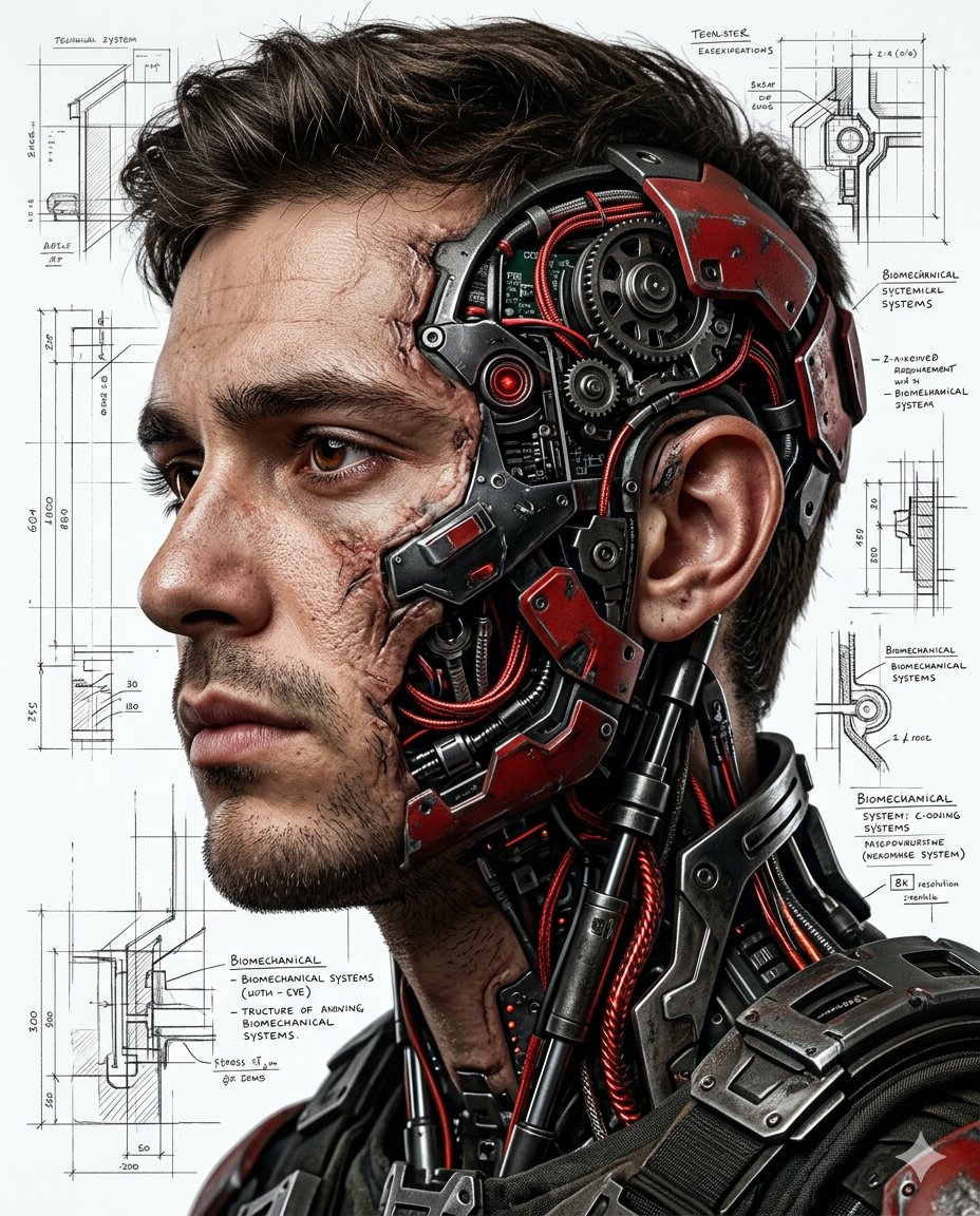 Comic / Storyboard - Hyper-realistic Cyborg Side Profile — output 1