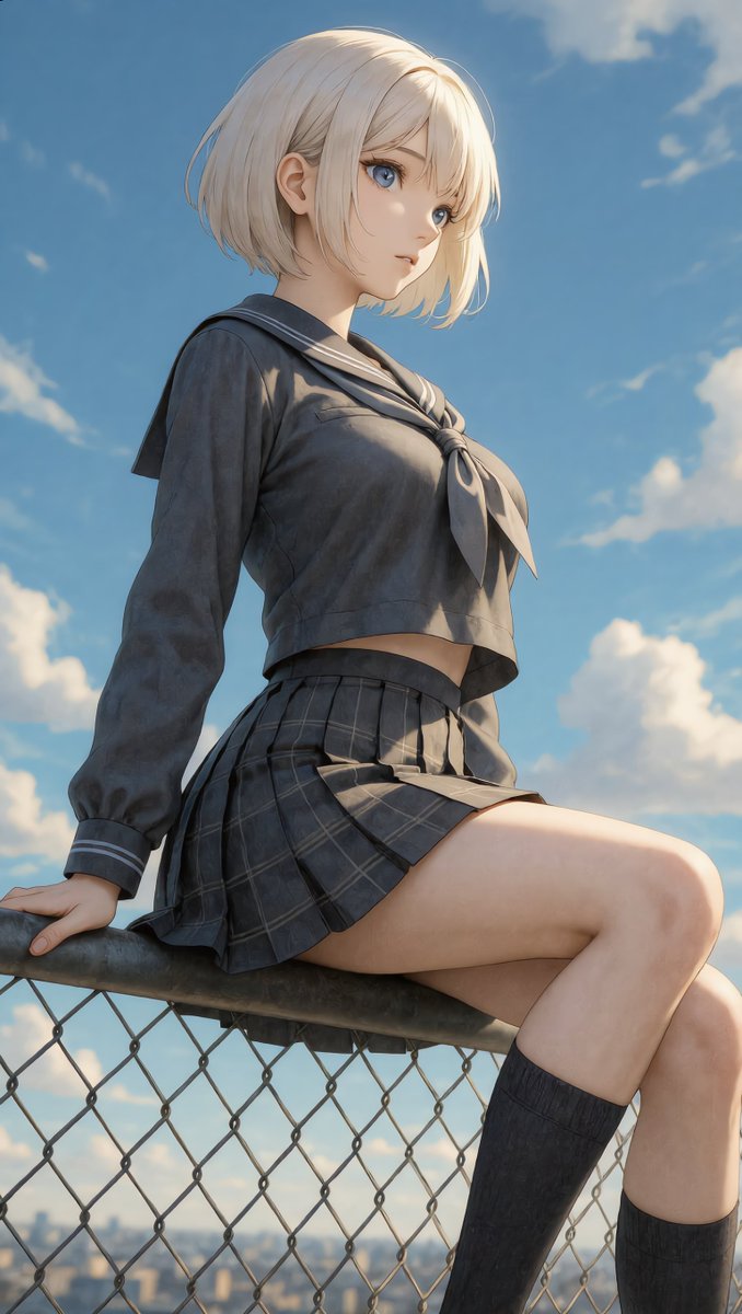 Girl on Rooftop Looking at the Sky — output 1
