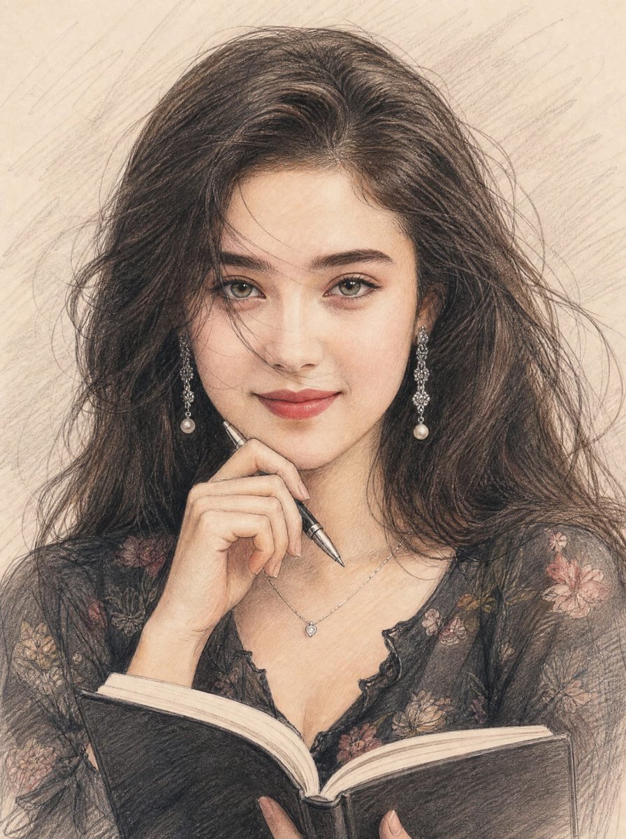 Profile / Avatar - Colored Pencil Sketch Woman Portrait — output 1