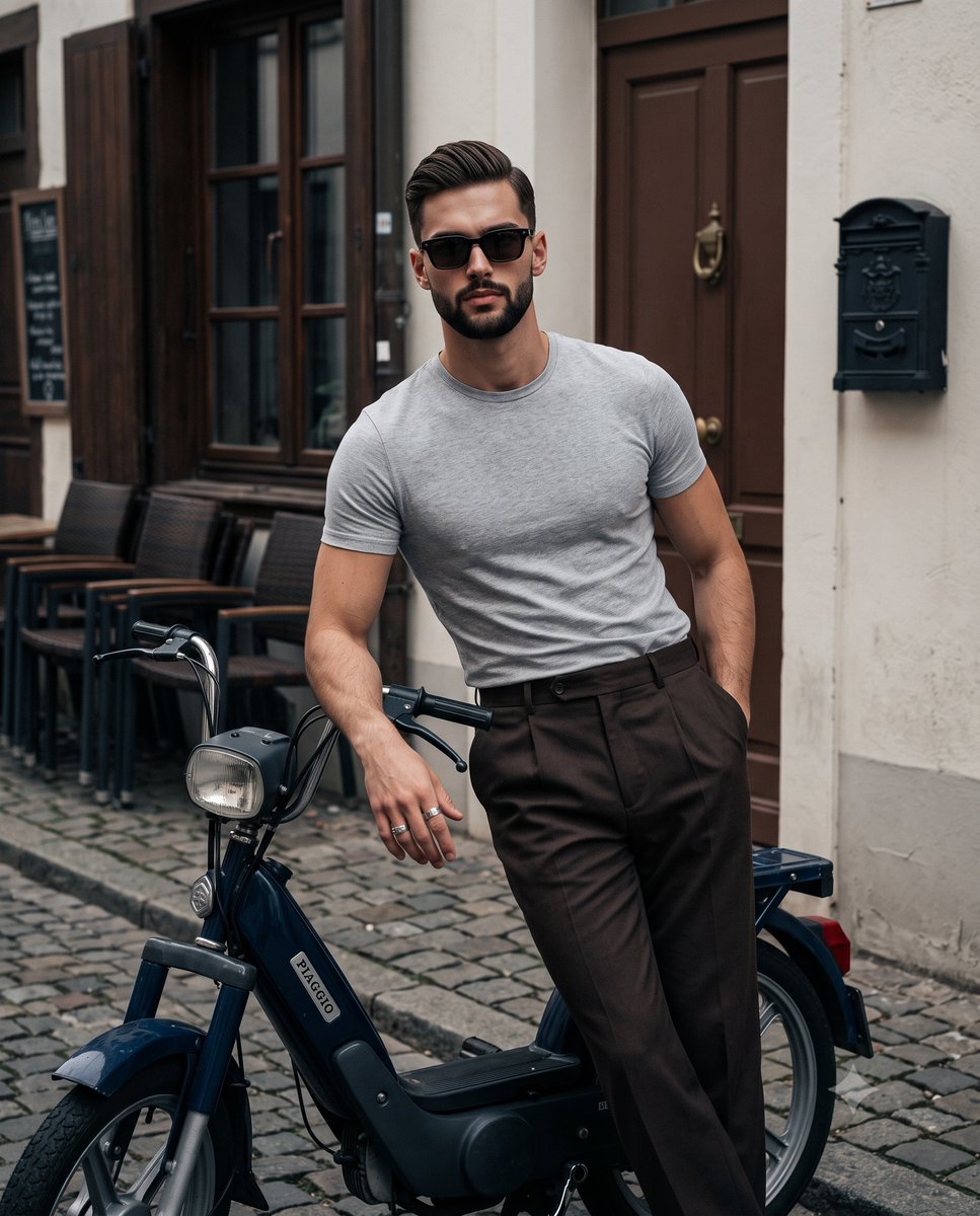 Product Marketing - Italian Neorealism Moped Portrait — output 1