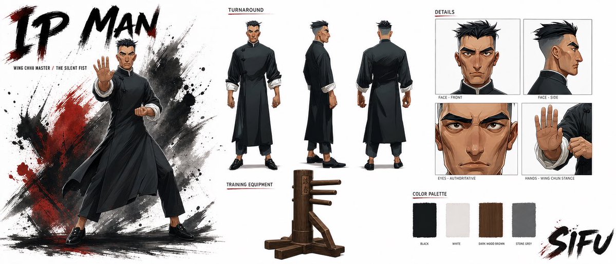 Comic / Storyboard - Cinematic Character Bible for Wing Chun Master — output 1