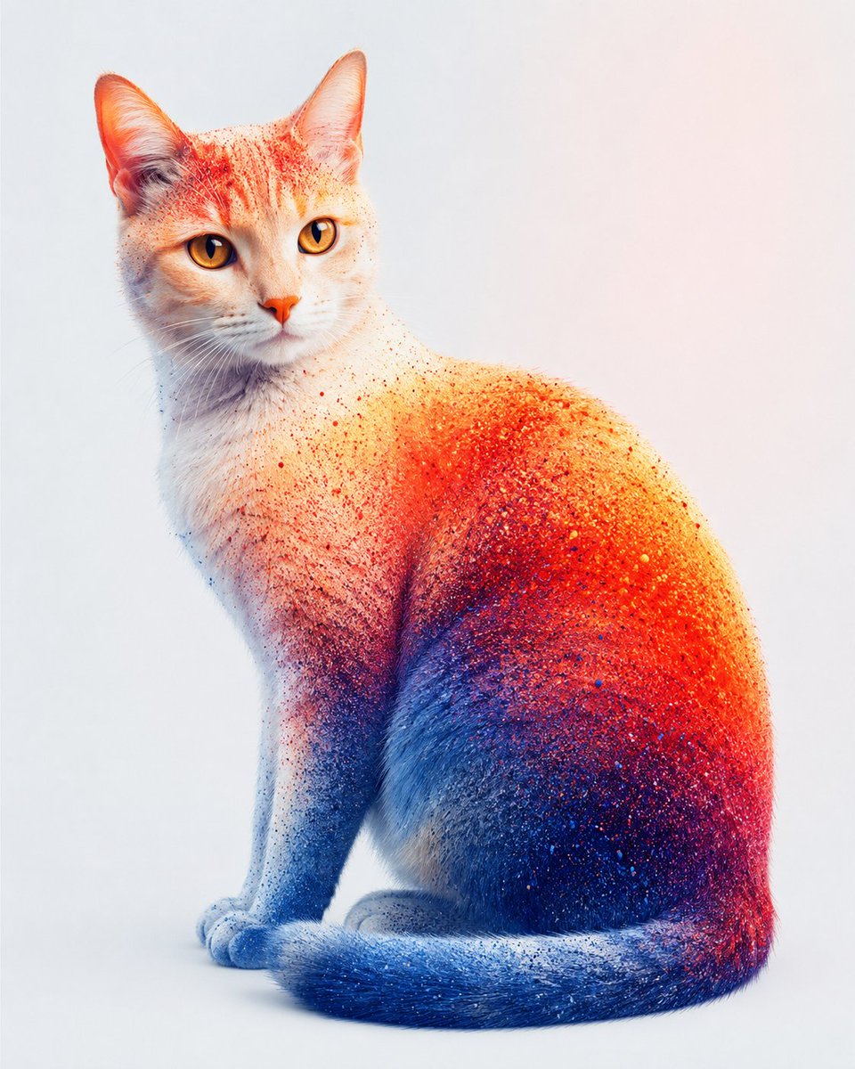 Social Media Post - Color Powder Cat Portrait — output 1