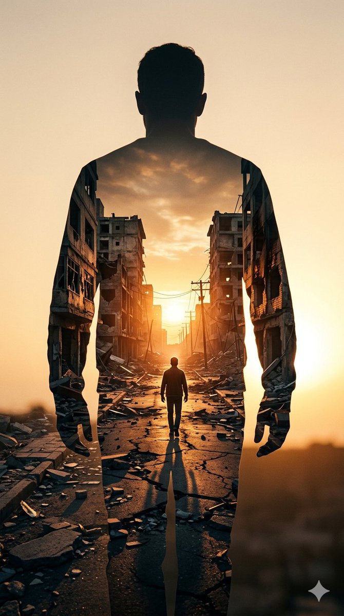 Double Exposure Somber City Silhouette — output 1